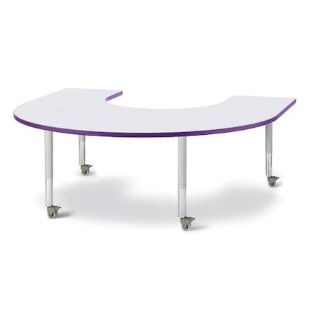 Jonti-Craft Berries Horseshoe Activity Table, 66 in. x 60 in., Mobile, Freckled Gray/Purple/Gray 6445JCM004